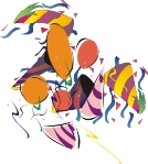 The picture is of multi-colored balloons, ribbons, and caps flying toward the sky. Symbolically, they represent the importance of celebrating love, life, and all the anniversaries of our love.