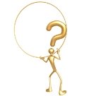 The graphic depicts a gold stick figure holding up a magnifying glass with a question mark in the middle of the glass. Symbolically, the picture represents the Scorpio’s investigative nature. 